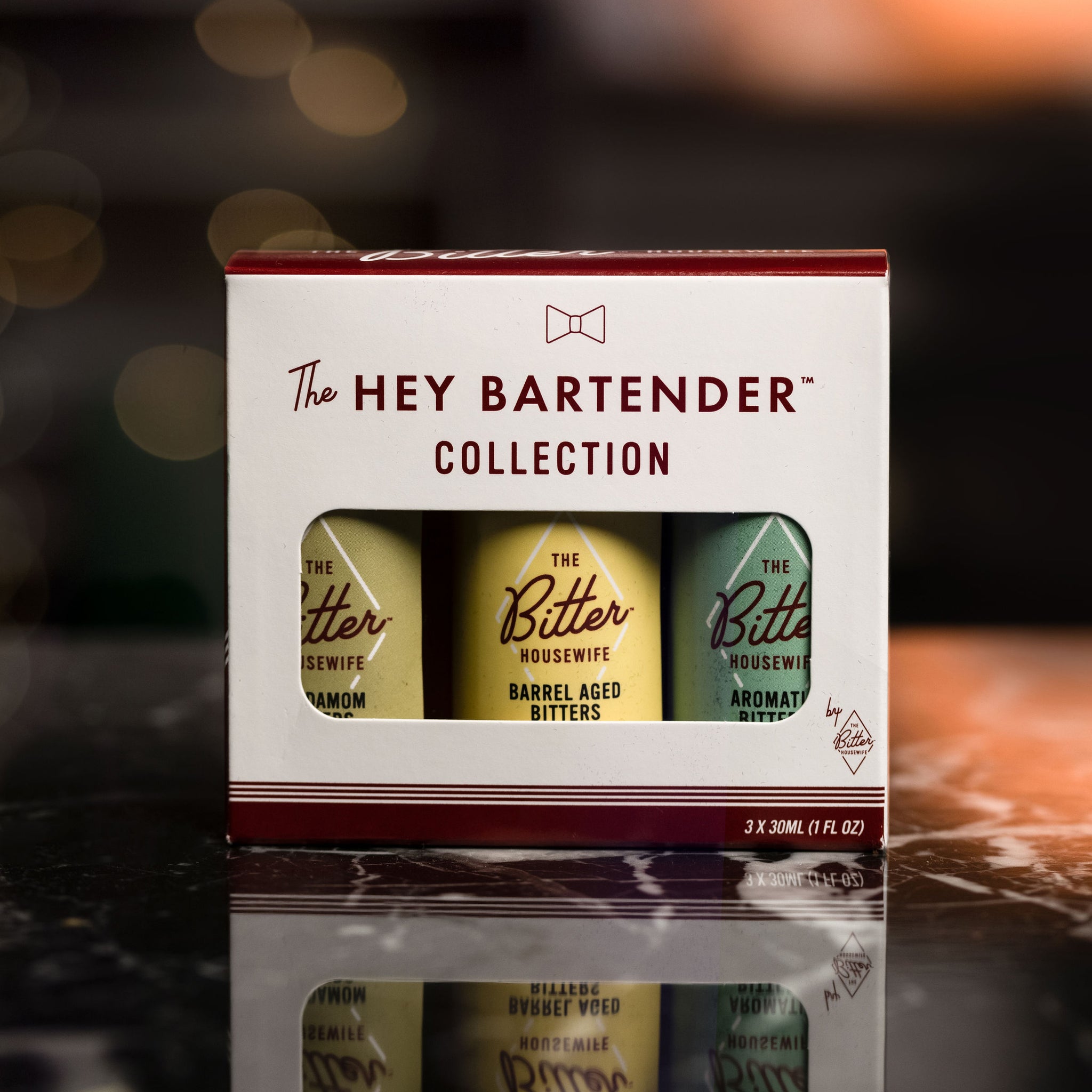 Hey Bartender Bitters Collect: a gift set or sample pack of 3 different types of bitters in partnership with the Bitter Housewife- another female founded brand. Use bitters to experiment and try out the different types: Cardamom, Barrel Aged and Aromatic. Perfect stocking stuffer for the holidays